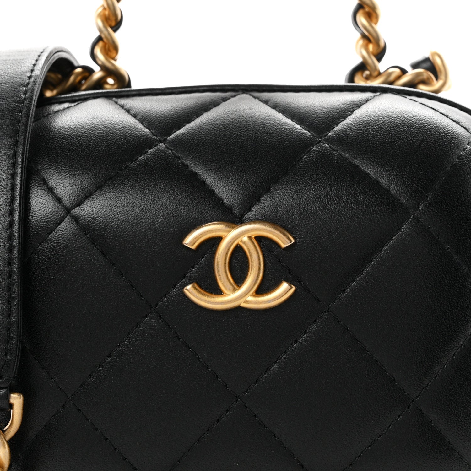 Chanel Lambskin Quilted CC Bubble Vanity Case With Chain Black 7 of 9