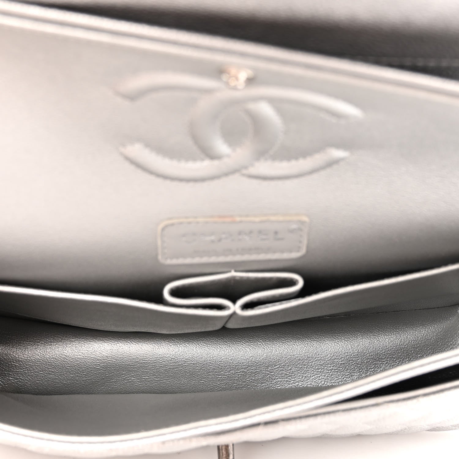 Chanel Metallic Caviar Quilted Medium Double Flap Silver 5 of 10