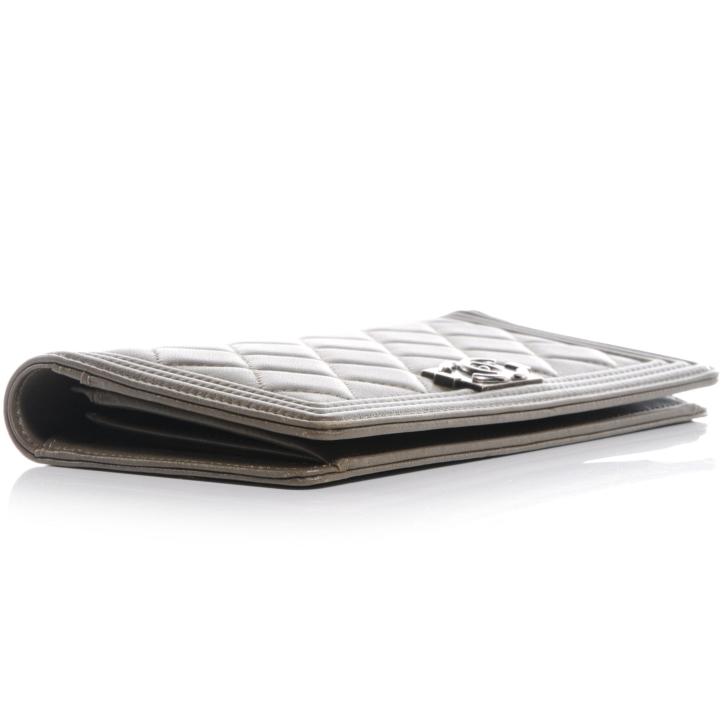 Lambskin Quilted Boy Yen Wallet Dark Green