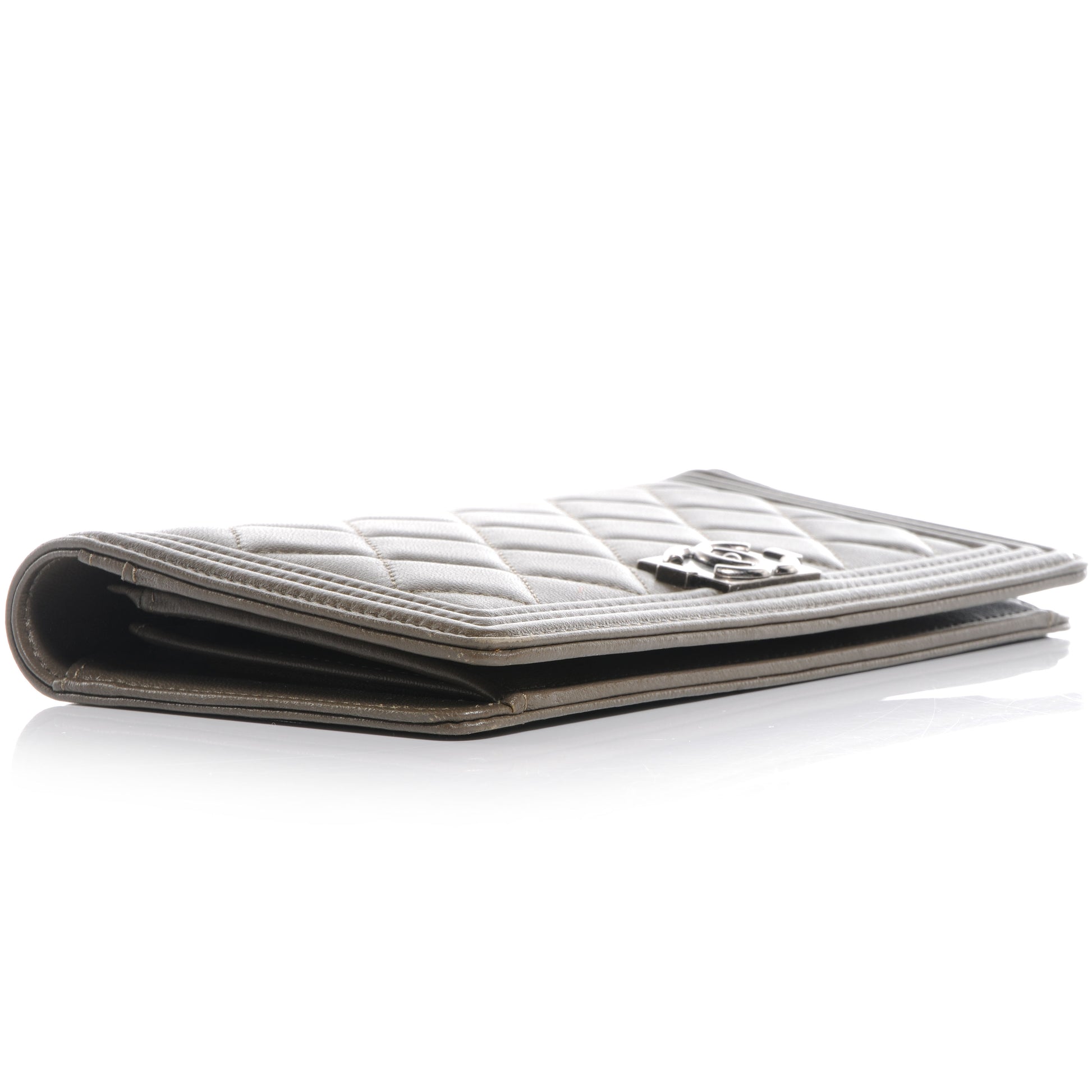 Chanel Lambskin Quilted Boy Yen Wallet Dark Green 4 of 8