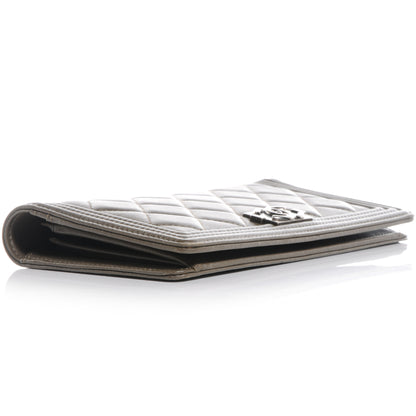 Chanel Lambskin Quilted Boy Yen Wallet Dark Green 4 of 8