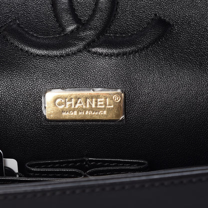 Chanel Lambskin Resin Glitter Medium Double Flap Black Pink 6 of 13