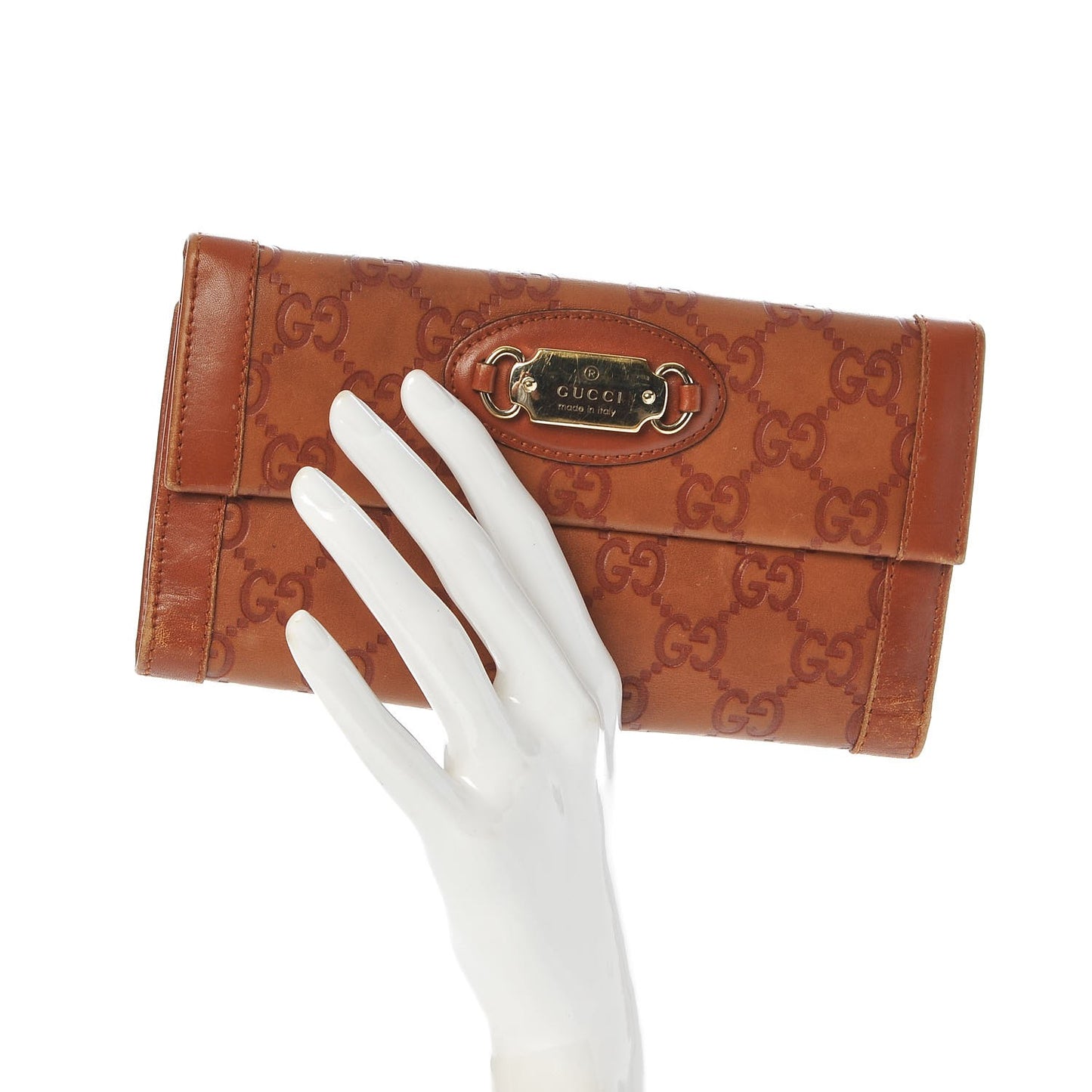 Guccissima Punch Continental Flap Wallet Brown