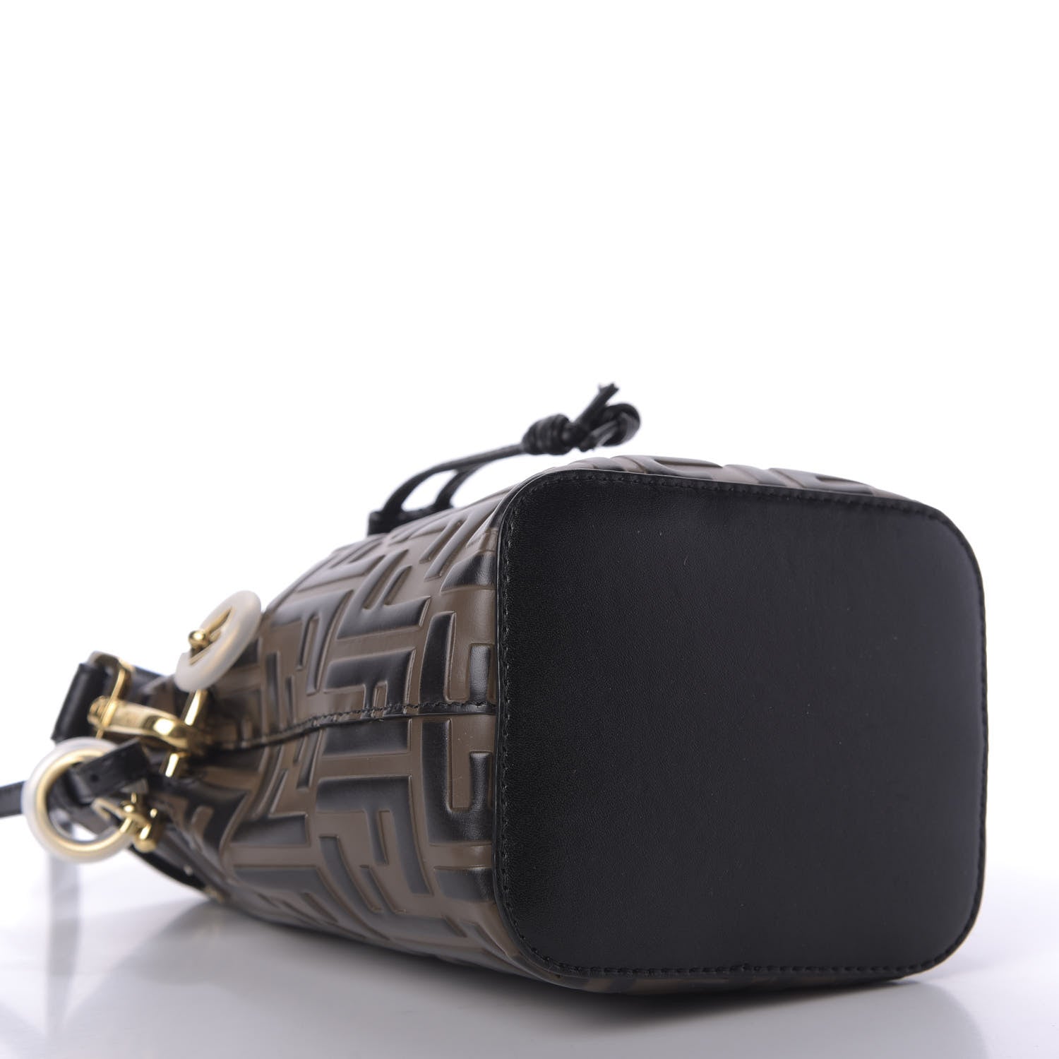 Fendi Vitello Liberty F is Fendi Bi-Color FF 1974 Embossed Mini Mon Tresor Bucket Bag Maya Black 4 of 9