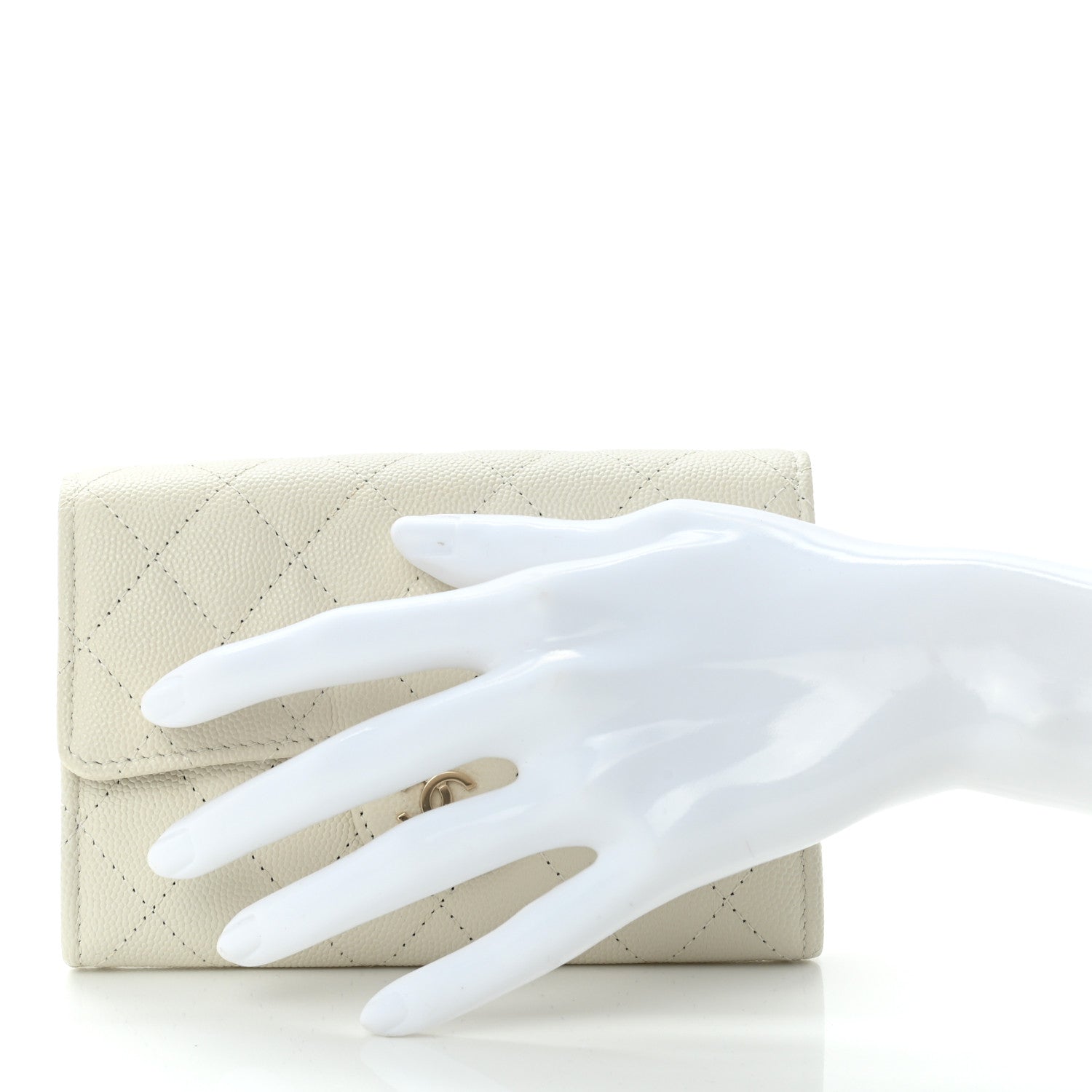 Chanel Caviar Quilted Medium Flap Wallet White 2 of 11