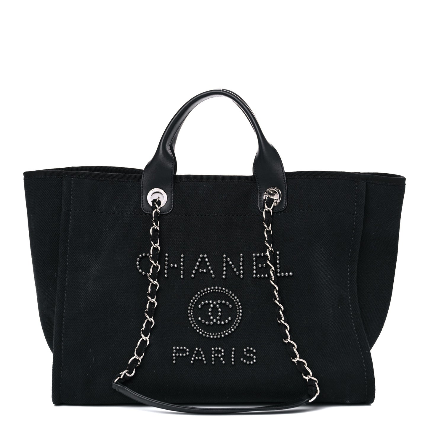 Canvas Pearl Medium Deauville Tote Black