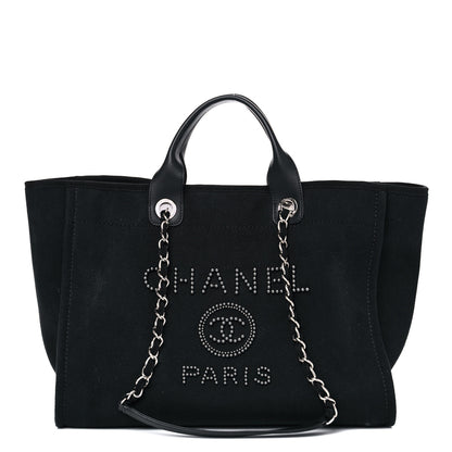 Chanel Canvas Pearl Medium Deauville Tote Black 1 of 17