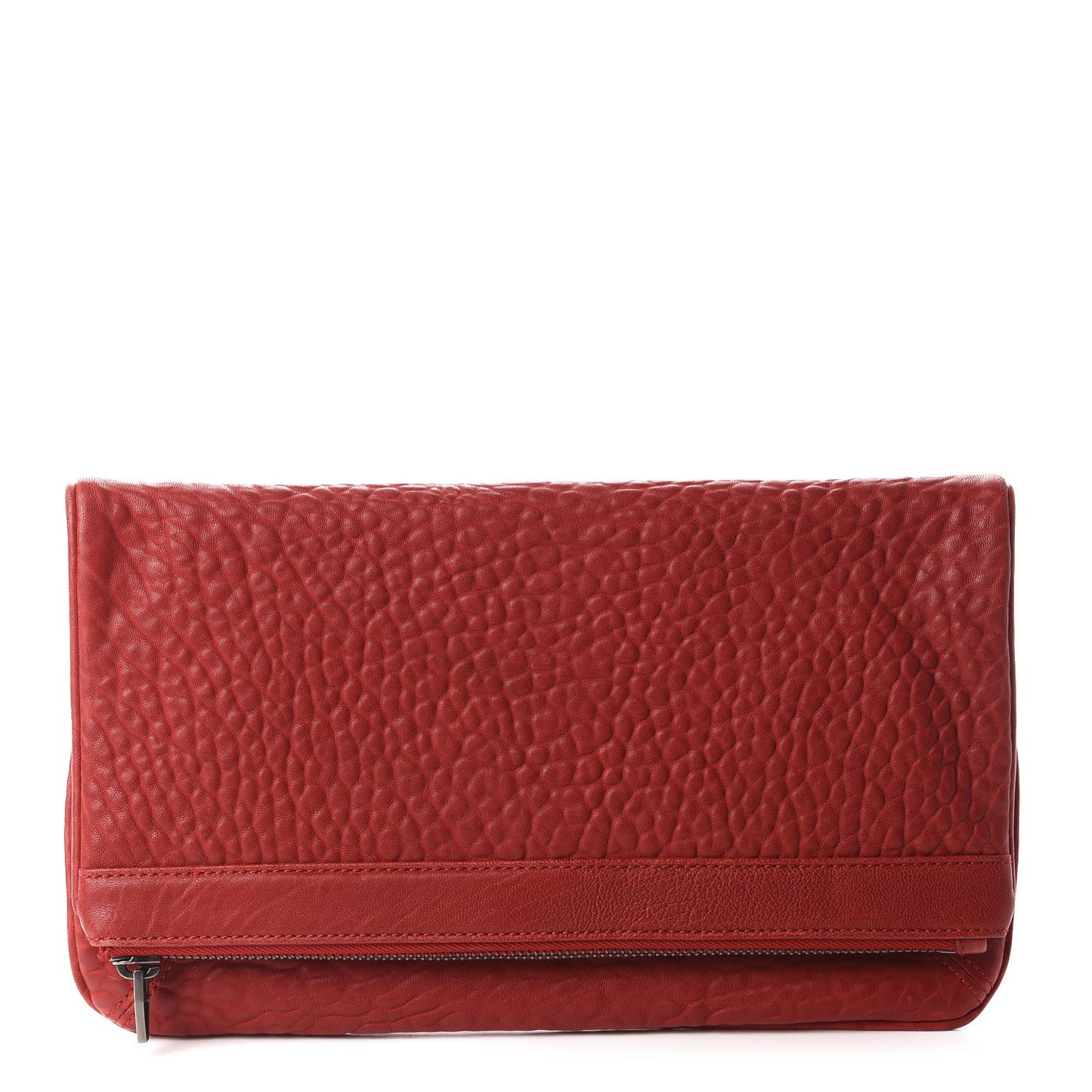 Textured Lambskin Dumbo Fold Over Clutch Cayenne
