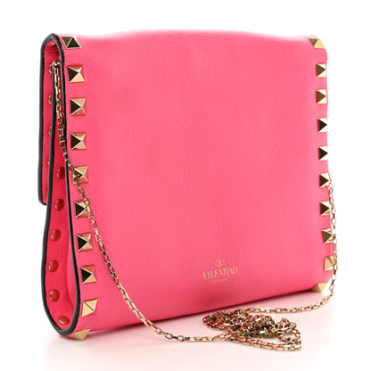 Valentino Garavani Vitello Rockstud Chain Flap Crossbody Bag Fuxia Fluo 3 of 11