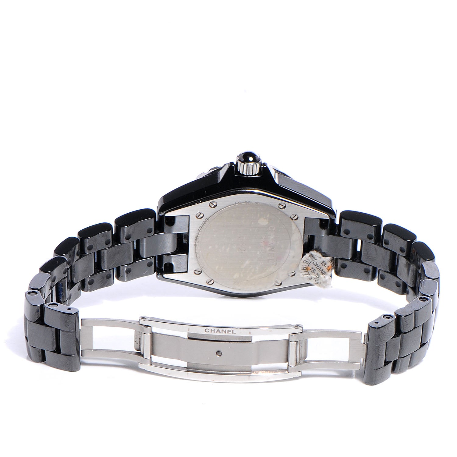 Chanel Stainless Steel Ceramic Diamond Pave Bezel Dial 33mm J12 Quartz Watch Black 4 of 6