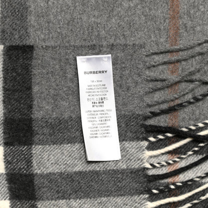 Burberry Cashmere Classic Check Fringe Scarf Grey 4 of 5