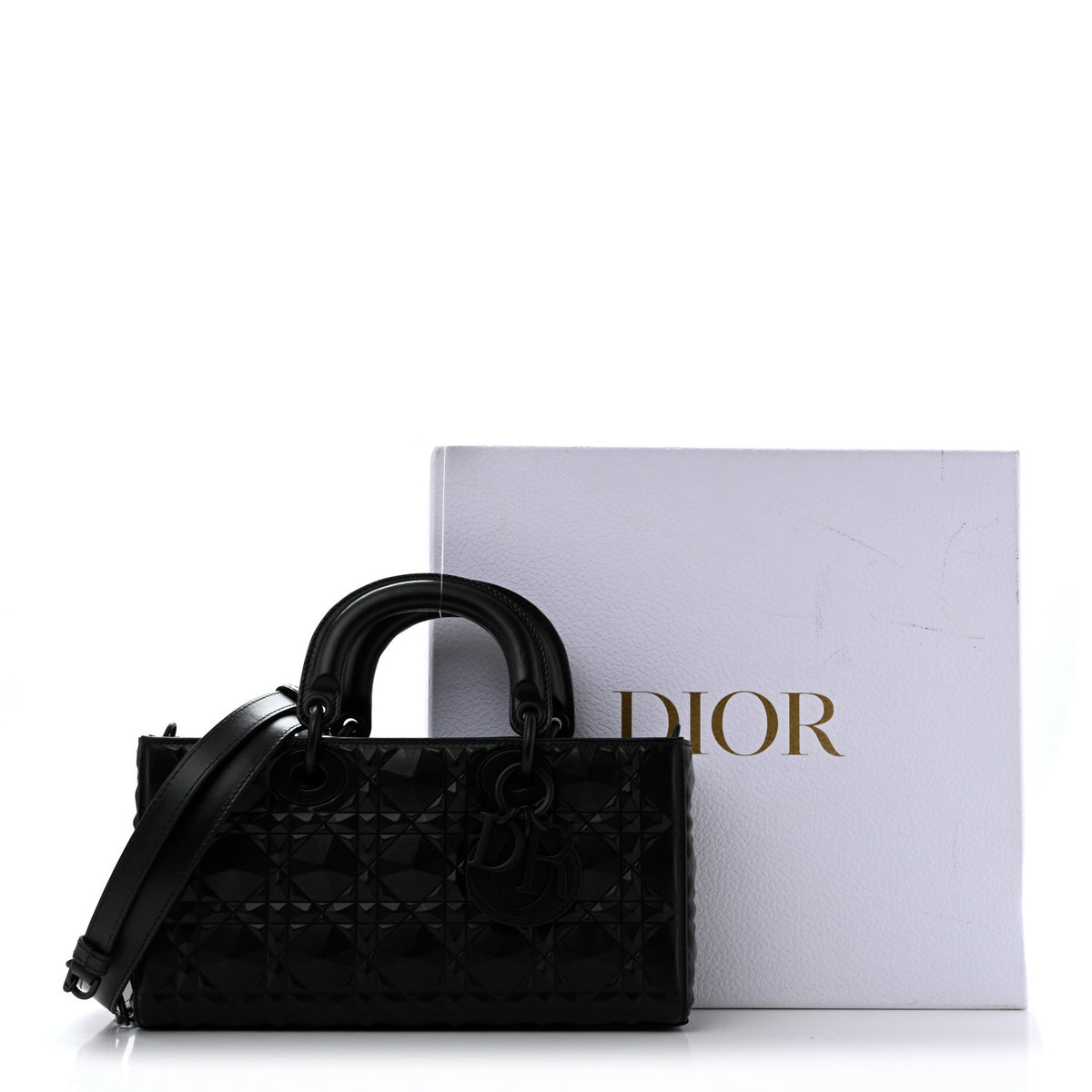 Calfskin Cannage Diamond Medium Lady D-Joy Black