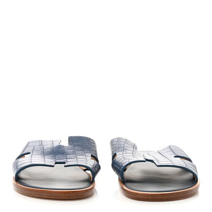 Hermes Matte Niloticus Crocodile Mens Izmir Sandals 44 Mykonos 3 of 10