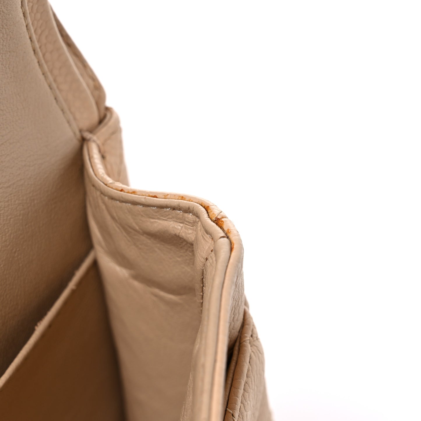 Caviar Quilted Medium Double Flap Beige