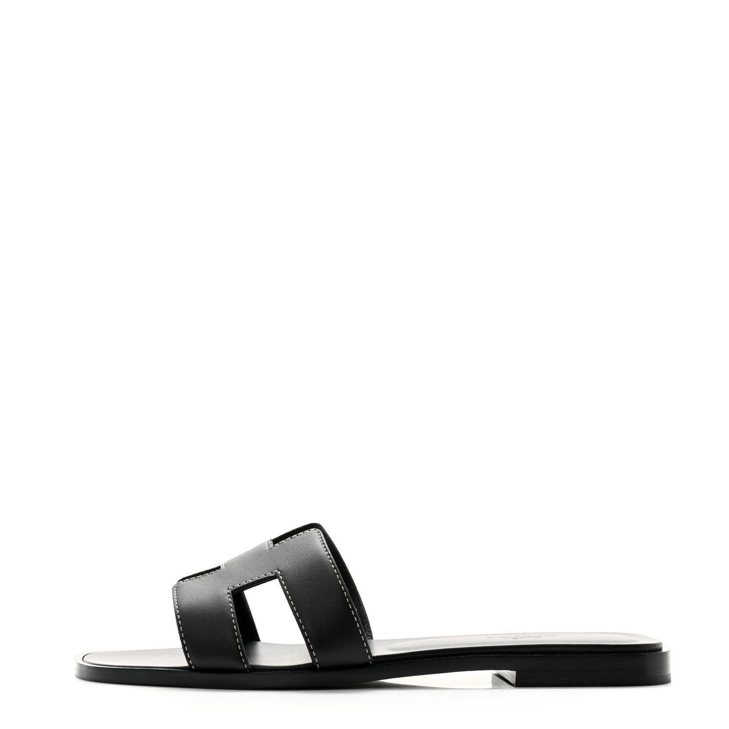 Hermes Box Calfskin Oran Sandals 37 Black 1 of 9