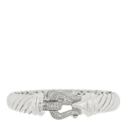 David Yurman Sterling Silver Diamond 10mm Cable Buckle Bracelet 1 of 3