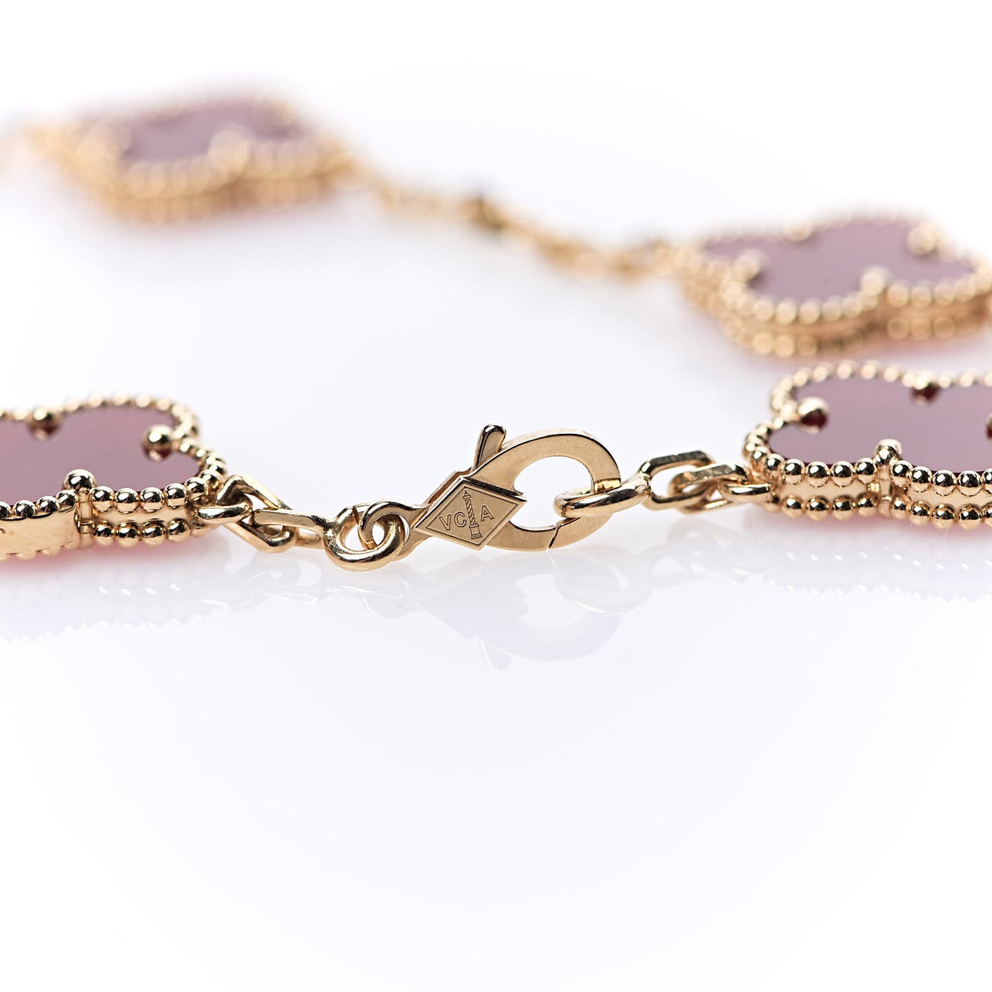 18K Yellow Gold Carnelian 5 Motifs Vintage Alhambra Bracelet