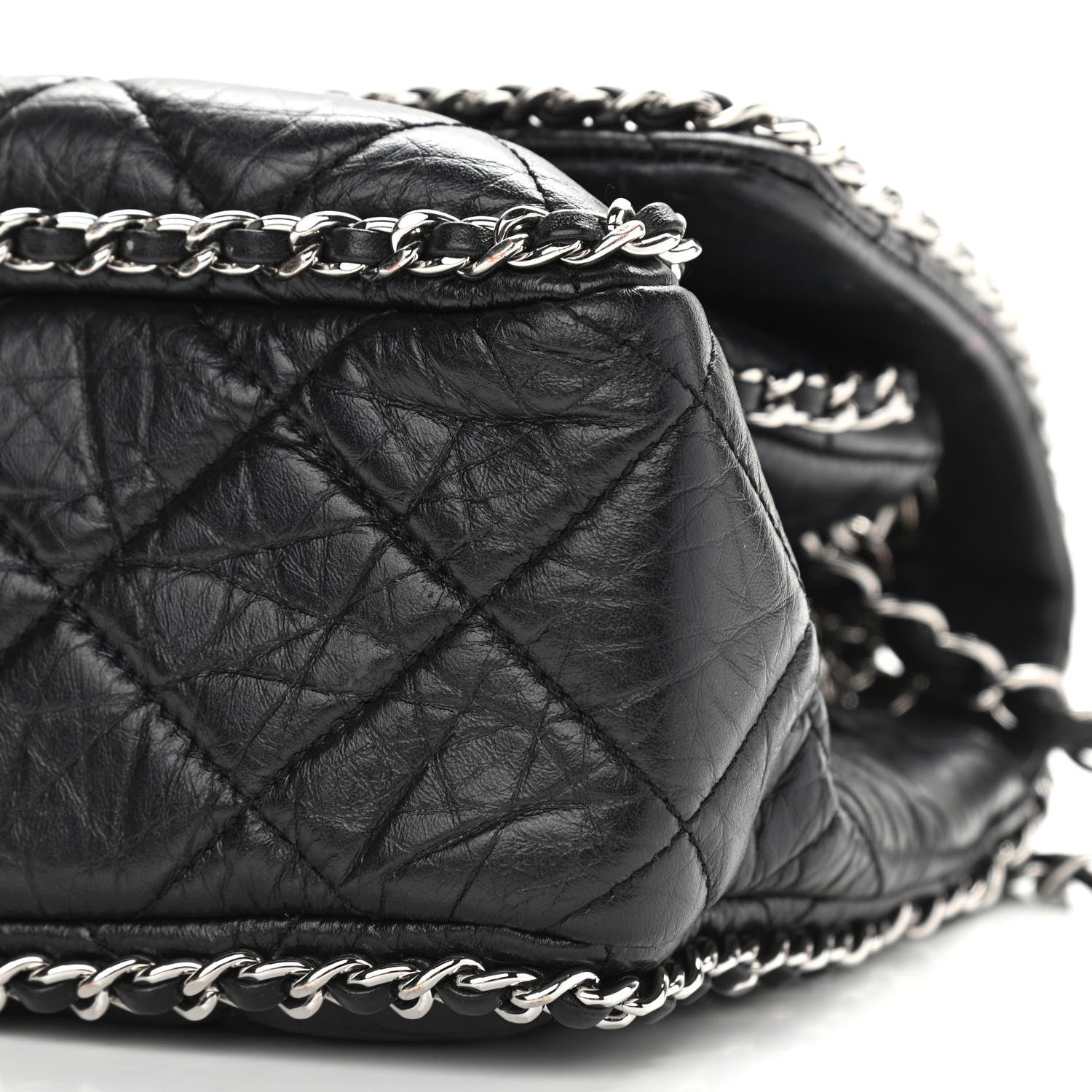 Chanel Crumpled Calfskin Medium Chain All Over Flap Black 10 of 12