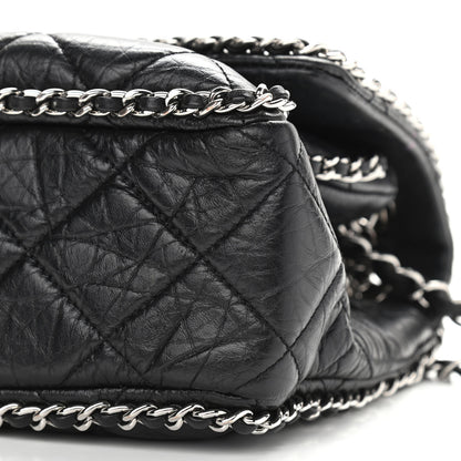 Chanel Crumpled Calfskin Medium Chain All Over Flap Black 10 of 12