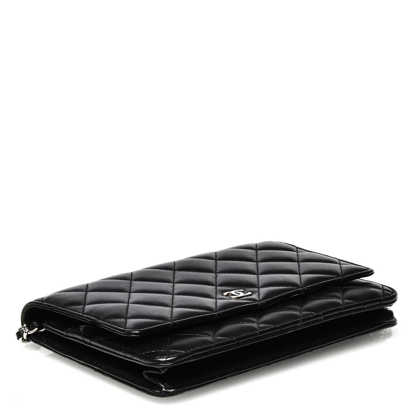 Lambskin Quilted Wallet On Chain WOC Black