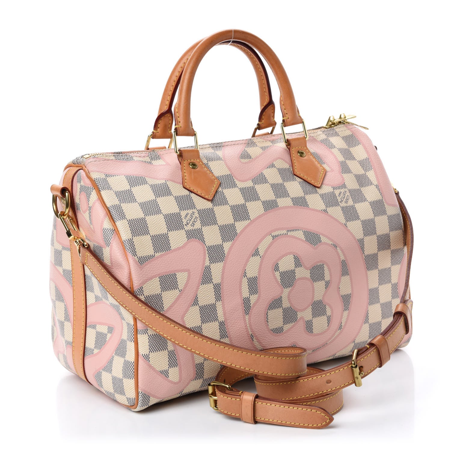 Louis Vuitton Damier Azur Tahitienne Speedy Bandouliere 30 Rose Ballerine 4 of 12