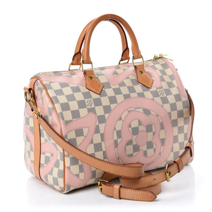 Louis Vuitton Damier Azur Tahitienne Speedy Bandouliere 30 Rose Ballerine 4 of 12
