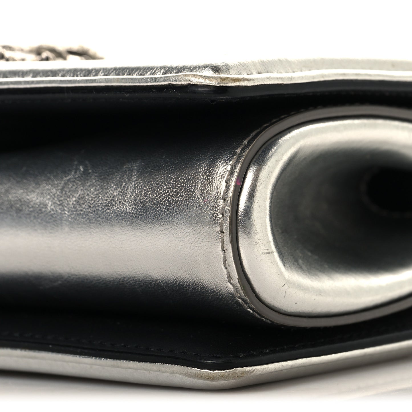 Metallic Calfskin Small Devotion Crossbody Bag Silver