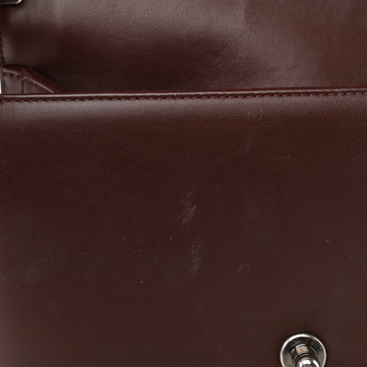 Calfskin Chevron Quilted Medium Boy Flap Burgundy