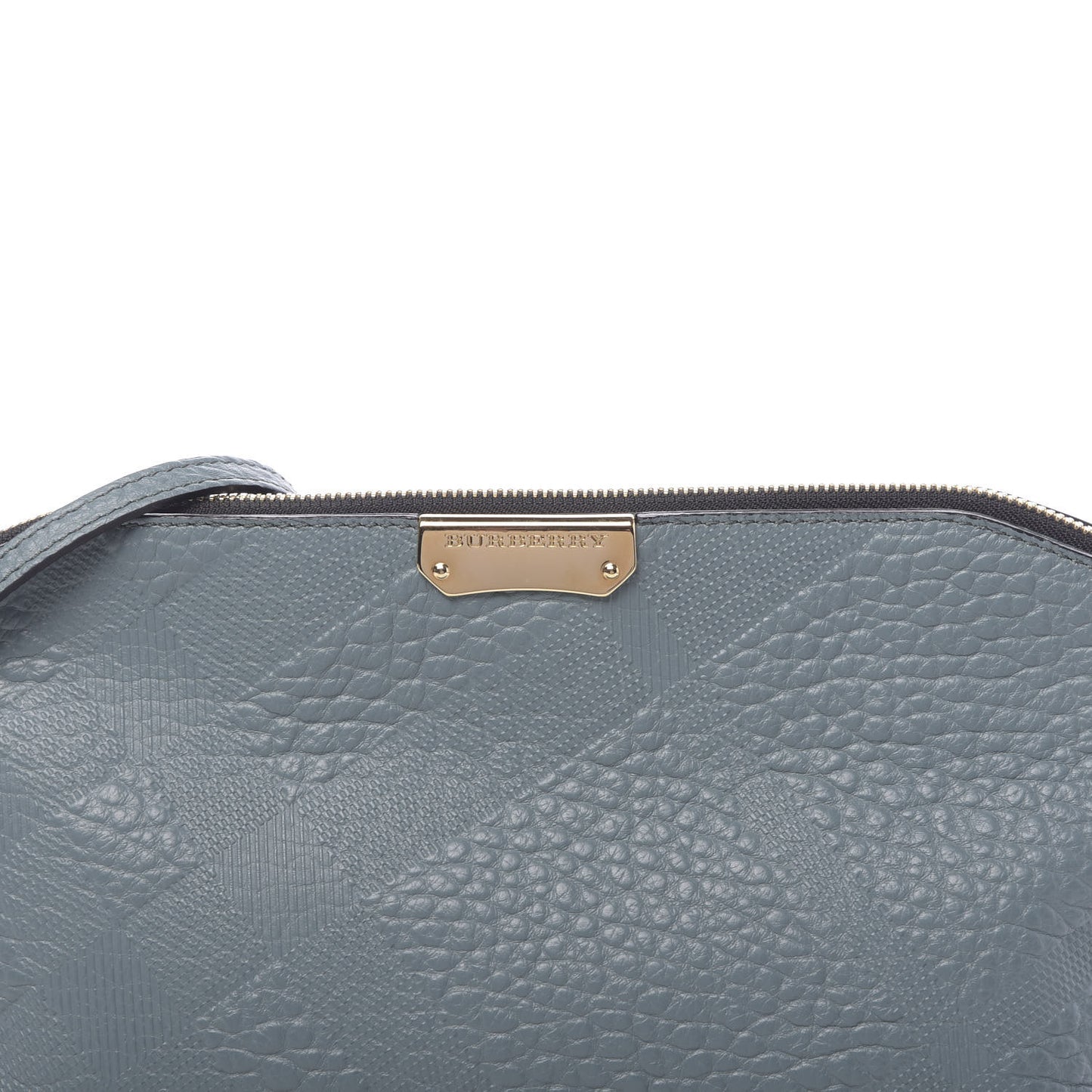 Signature Grain Calfskin Check Embossed Small Chichester Crossbody Clutch Bag Celadon Blue