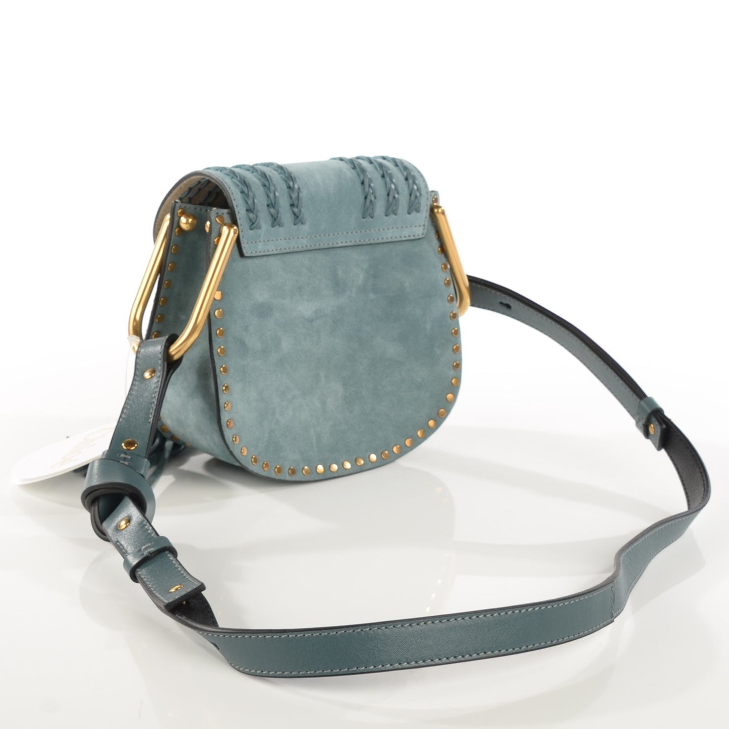 Suede Calfskin Braided Mini Hudson Shoulder Bag Cloudy Blue