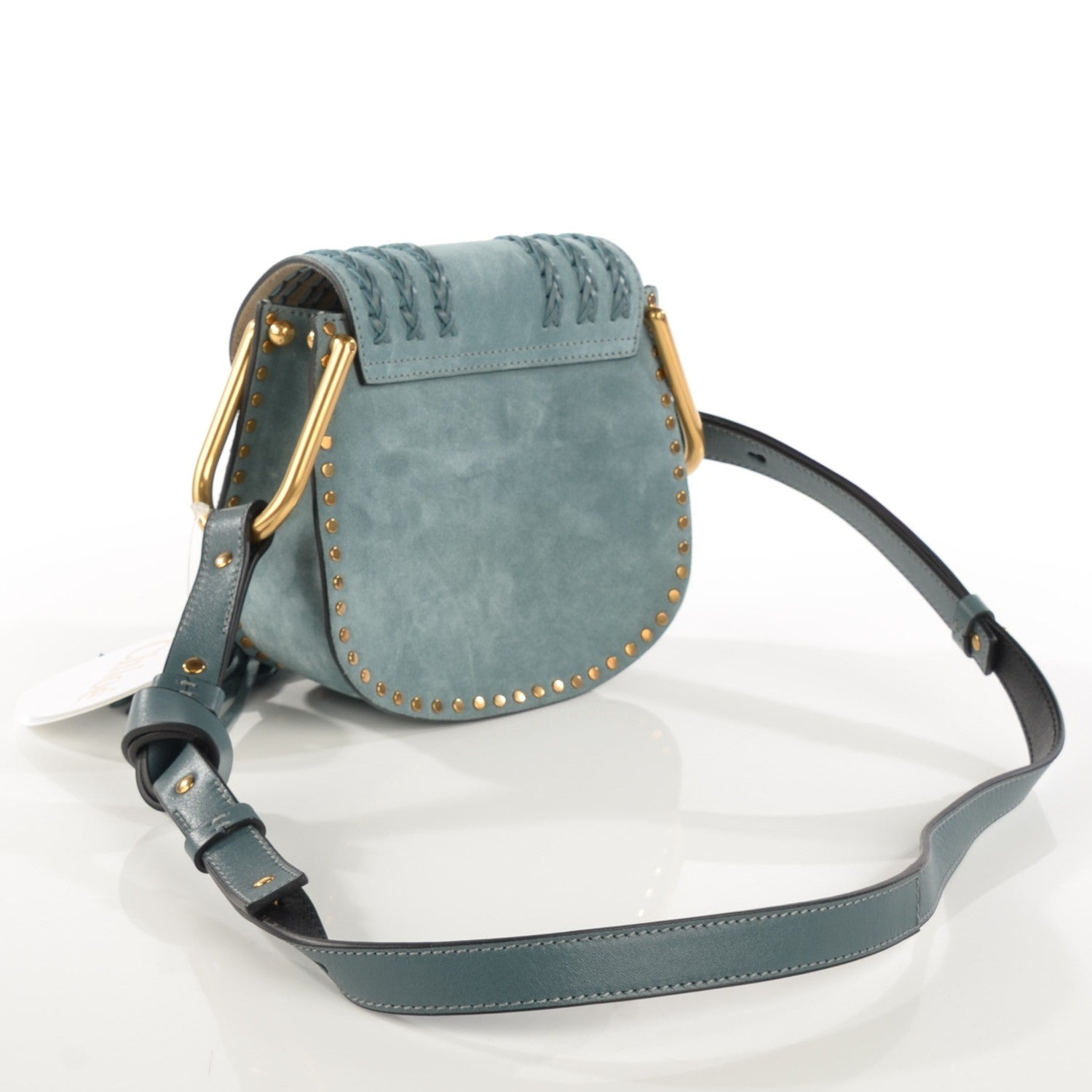 Chloe Suede Calfskin Braided Mini Hudson Shoulder Bag Cloudy Blue 3 of 8