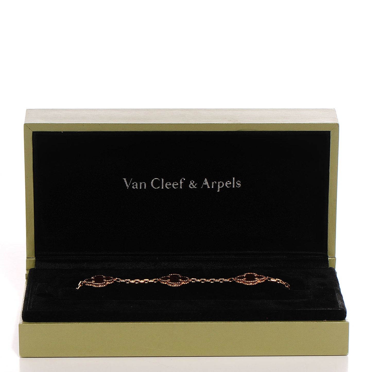 18K Rose Gold Letterwood 5 Motifs Vintage Alhambra Bracelet