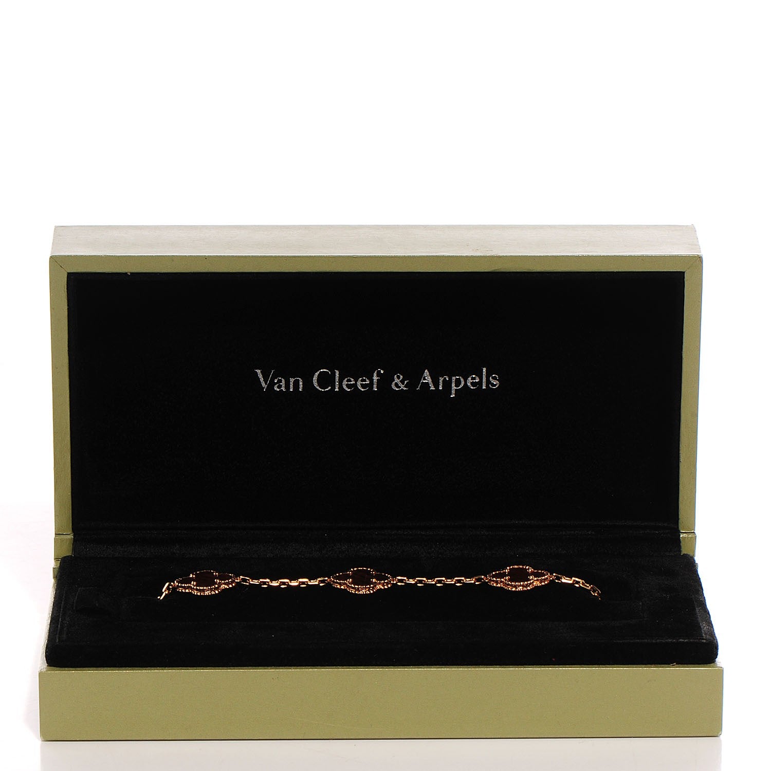 Van Cleef & Arpels 18K Rose Gold Letterwood 5 Motifs Vintage Alhambra Bracelet 3 of 6