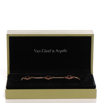 Van Cleef & Arpels 18K Rose Gold Letterwood 5 Motifs Vintage Alhambra Bracelet 3 of 6