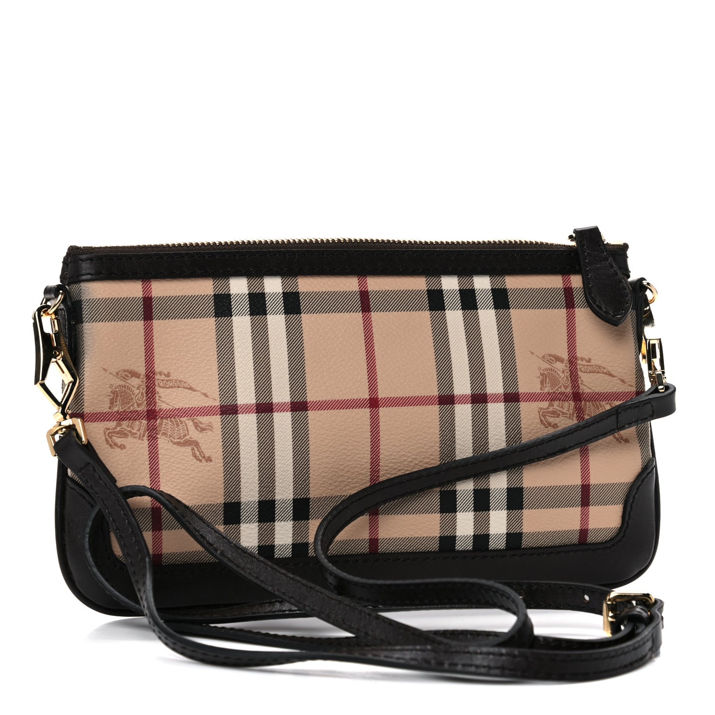 Haymarket Check Small Peyton Crossbody Clutch Bag Chocolate