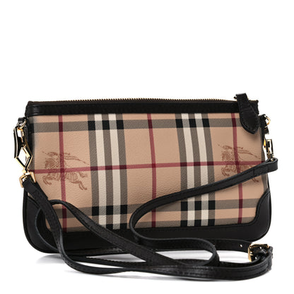 Burberry Haymarket Check Small Peyton Crossbody Clutch Bag Chocolate 3 of 11