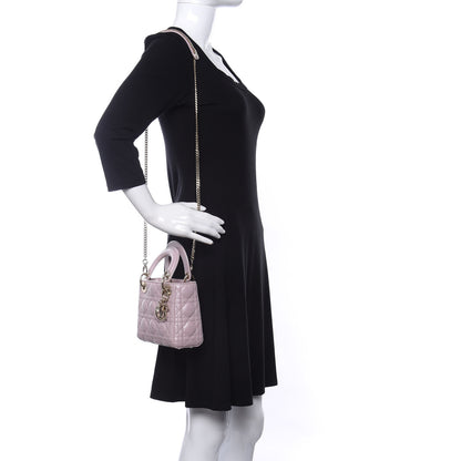 Christian Dior Metallic Lambskin Cannage Mini Lady Dior Lotus 2 of 10