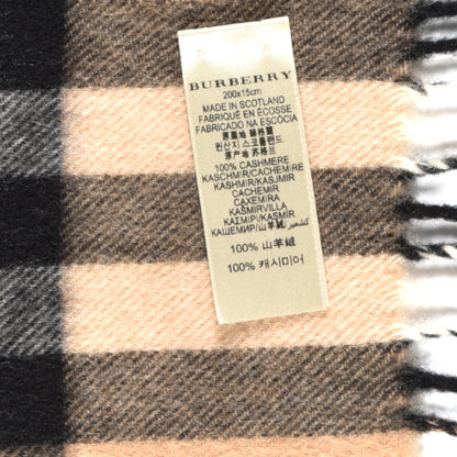 Burberry Cashmere Giant Check Fringe Scarf Camel 5 of 5