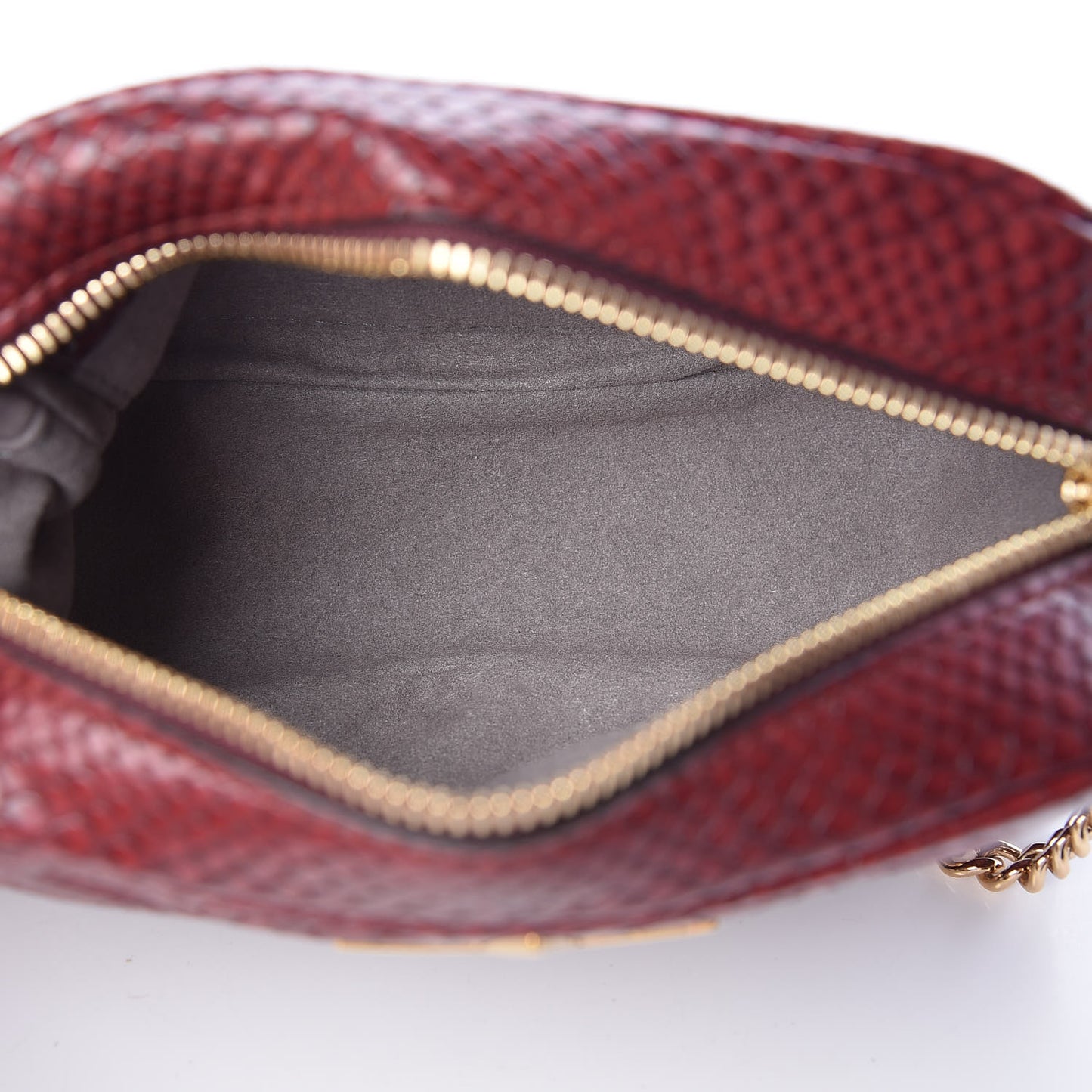 Snakeskin Effect Small Star Patch Shoulder Bag Burgundy
