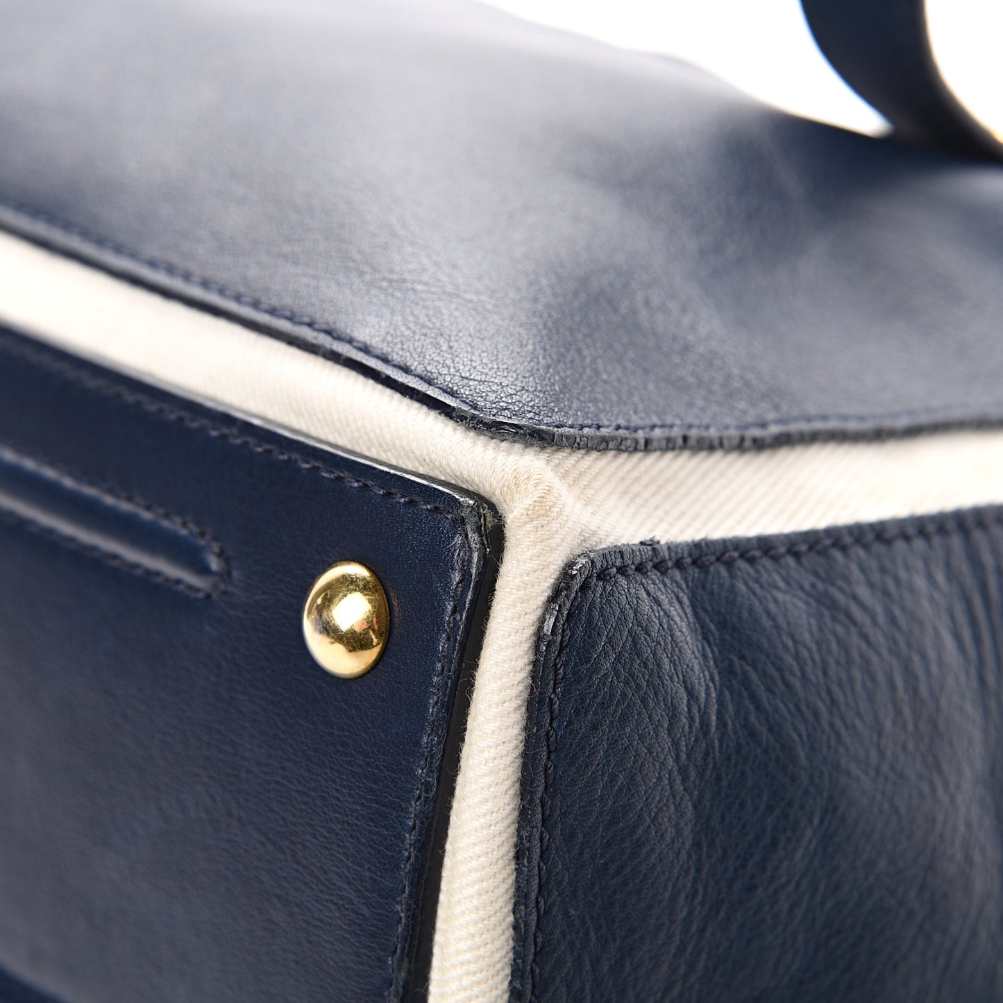 Calfskin Canvas Large Muse Two Navy