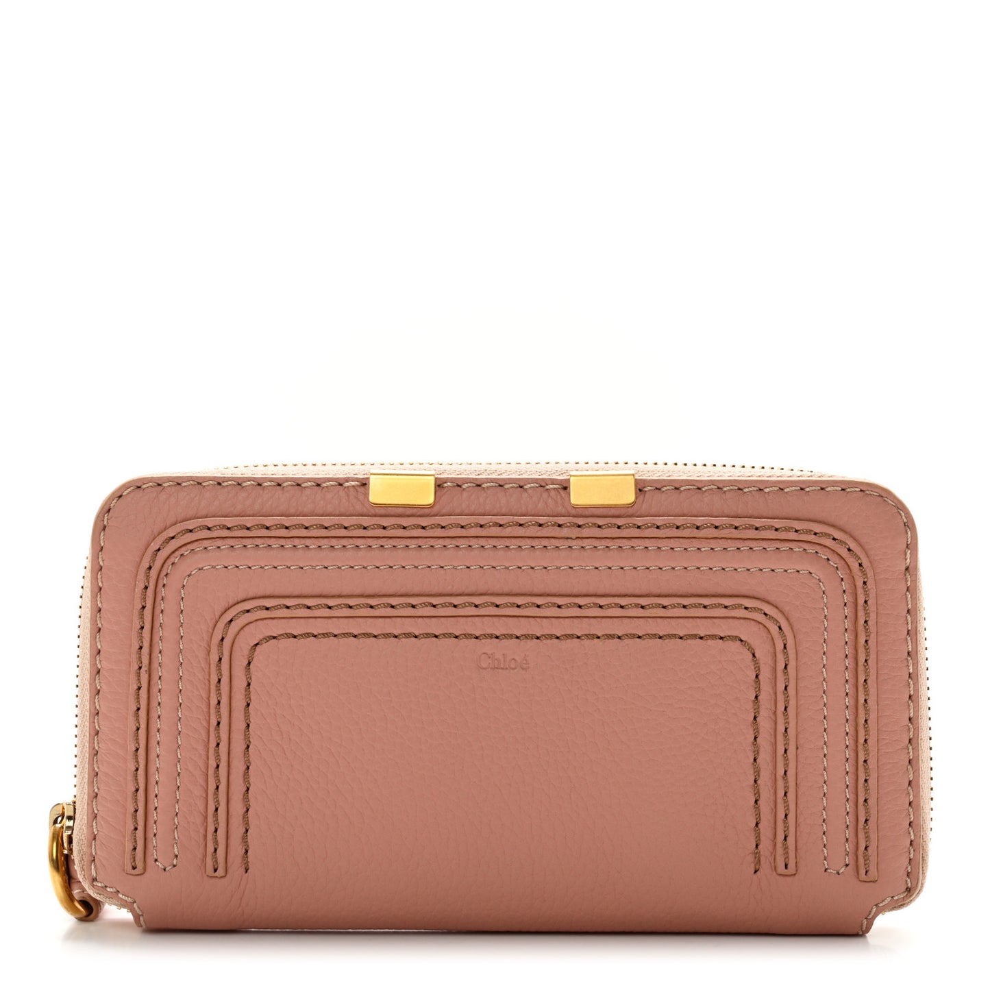 Grained Calfskin Marcie Long Zip Around Wallet Pink