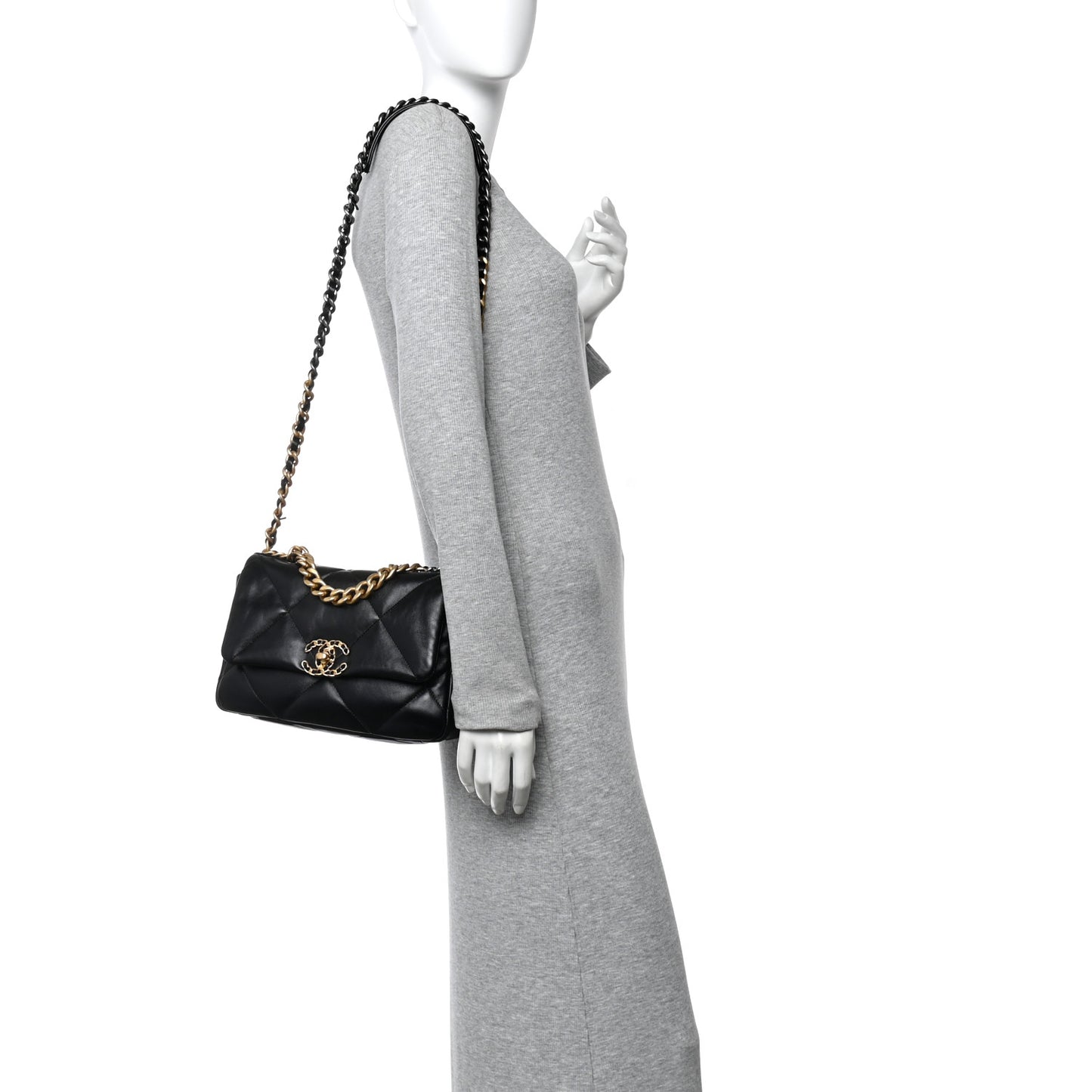 Lambskin Quilted Medium Chanel 19 Flap Black