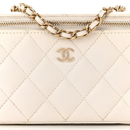 Chanel Caviar Quilted Small Vanity Case With Chain White 8 of 14