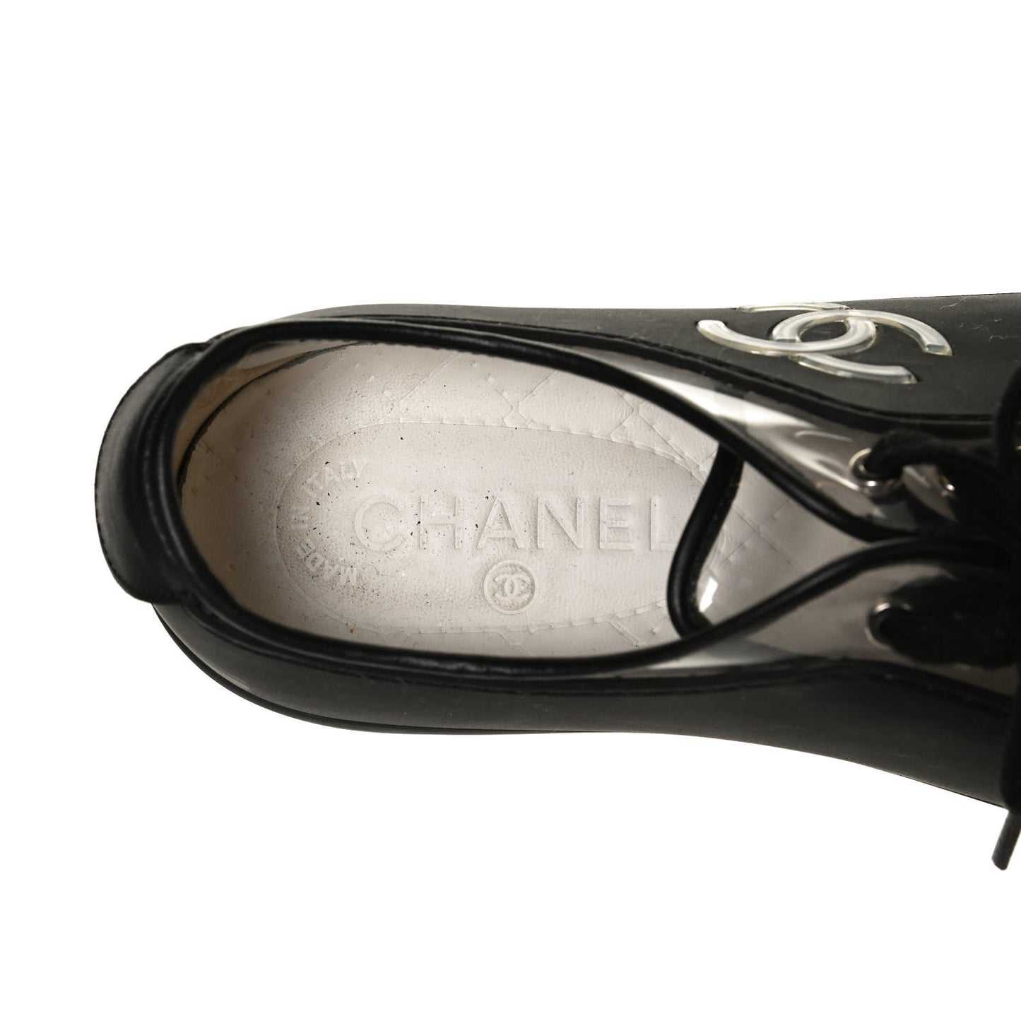 Calfskin PVC Womens CC Sneakers 38 Black Transparent
