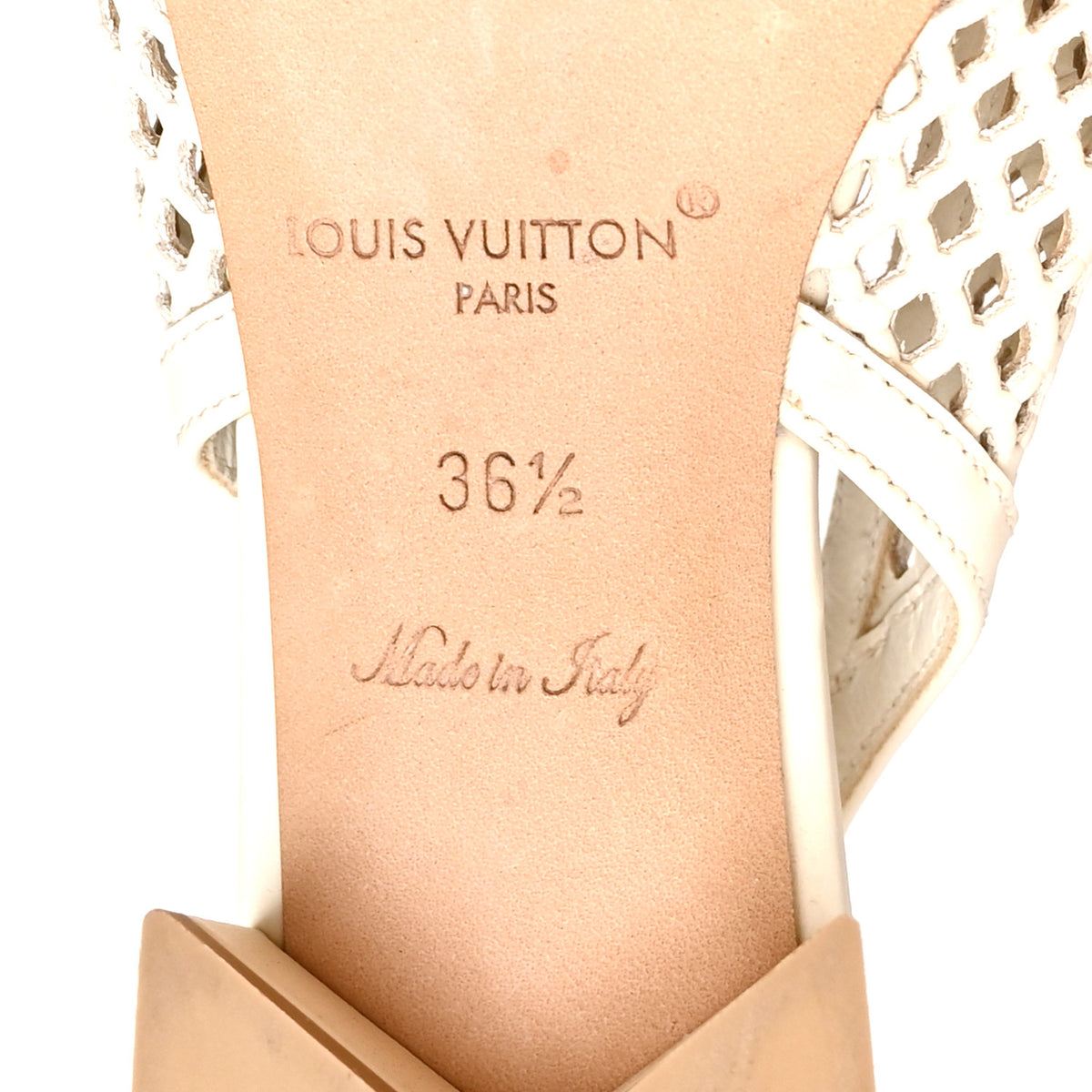 Calfskin Perforated Shake Slingback Pumps 36.5 Creme Beige
