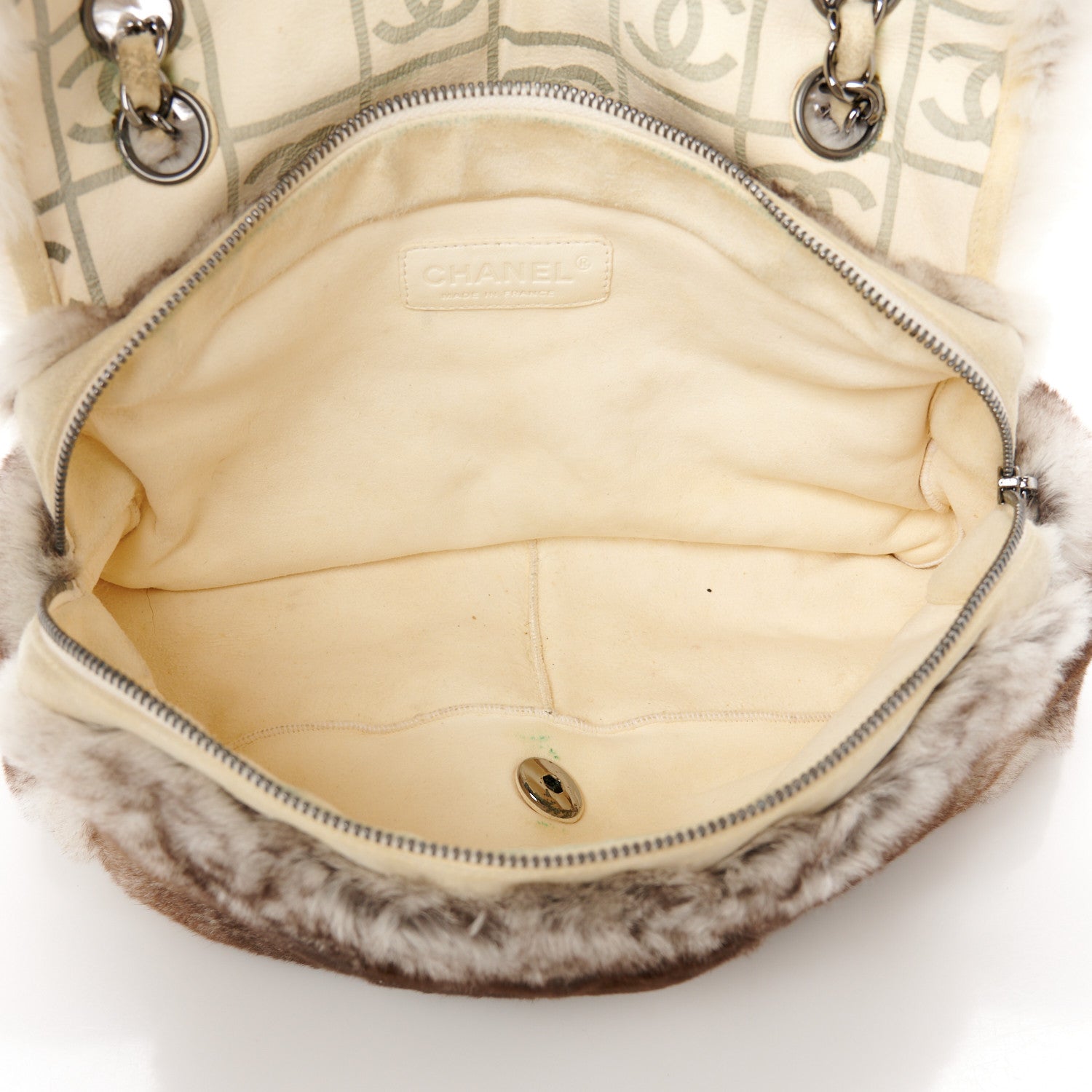 Chanel Rabbit Fur CC Medium Flap Bag Brown 5 of 11