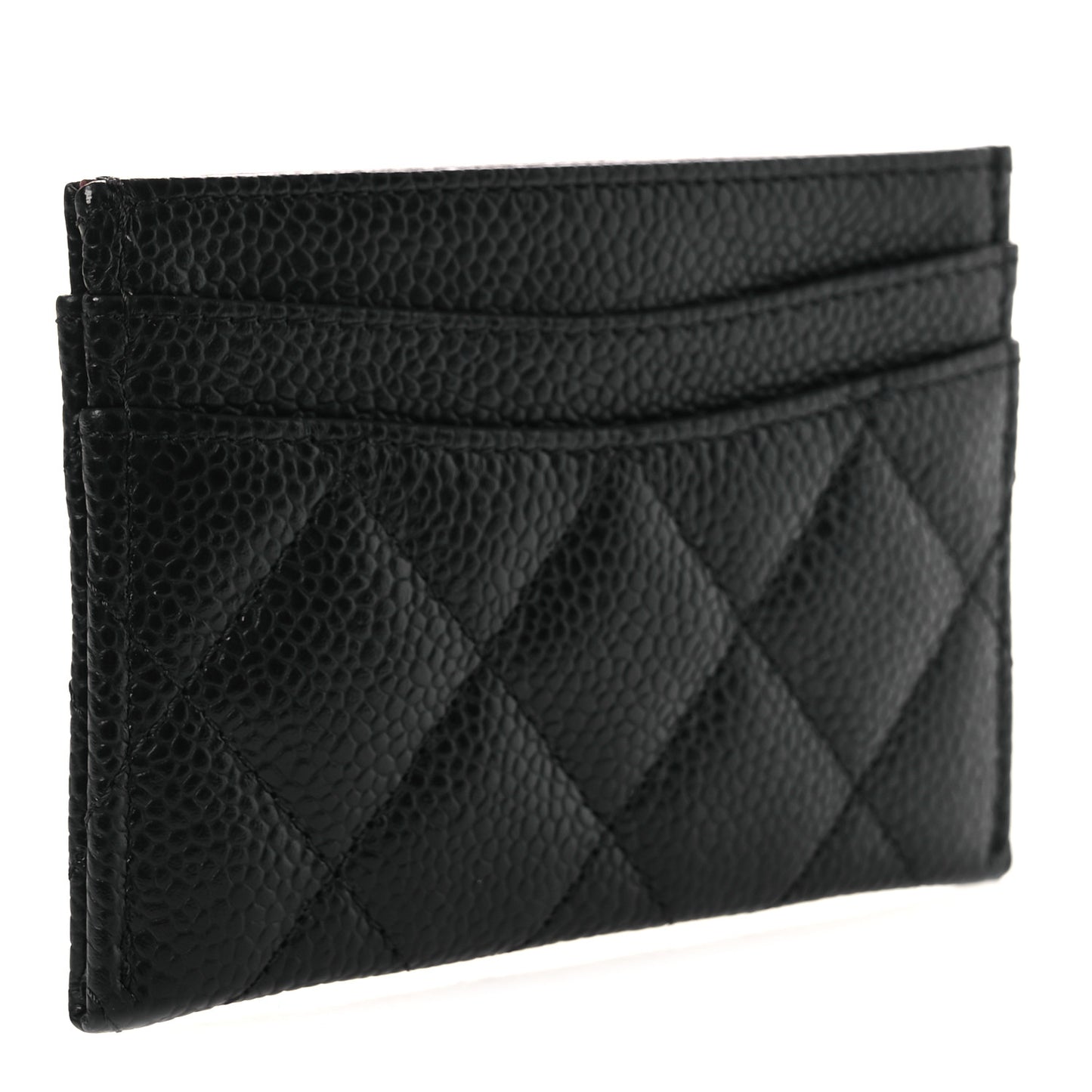 Caviar Quilted Card Holder Black
