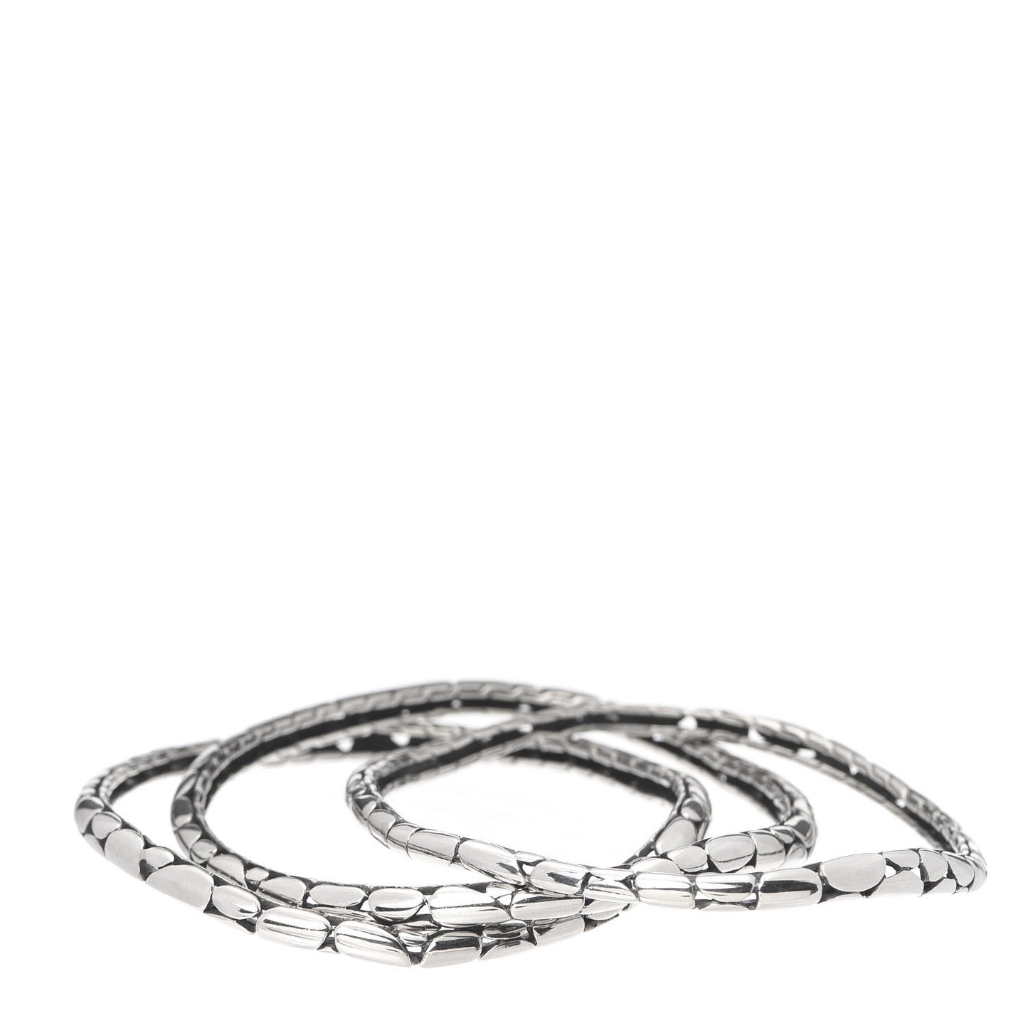 Sterling Silver Kali Slim Curved Bangle Bracelet Set of 3