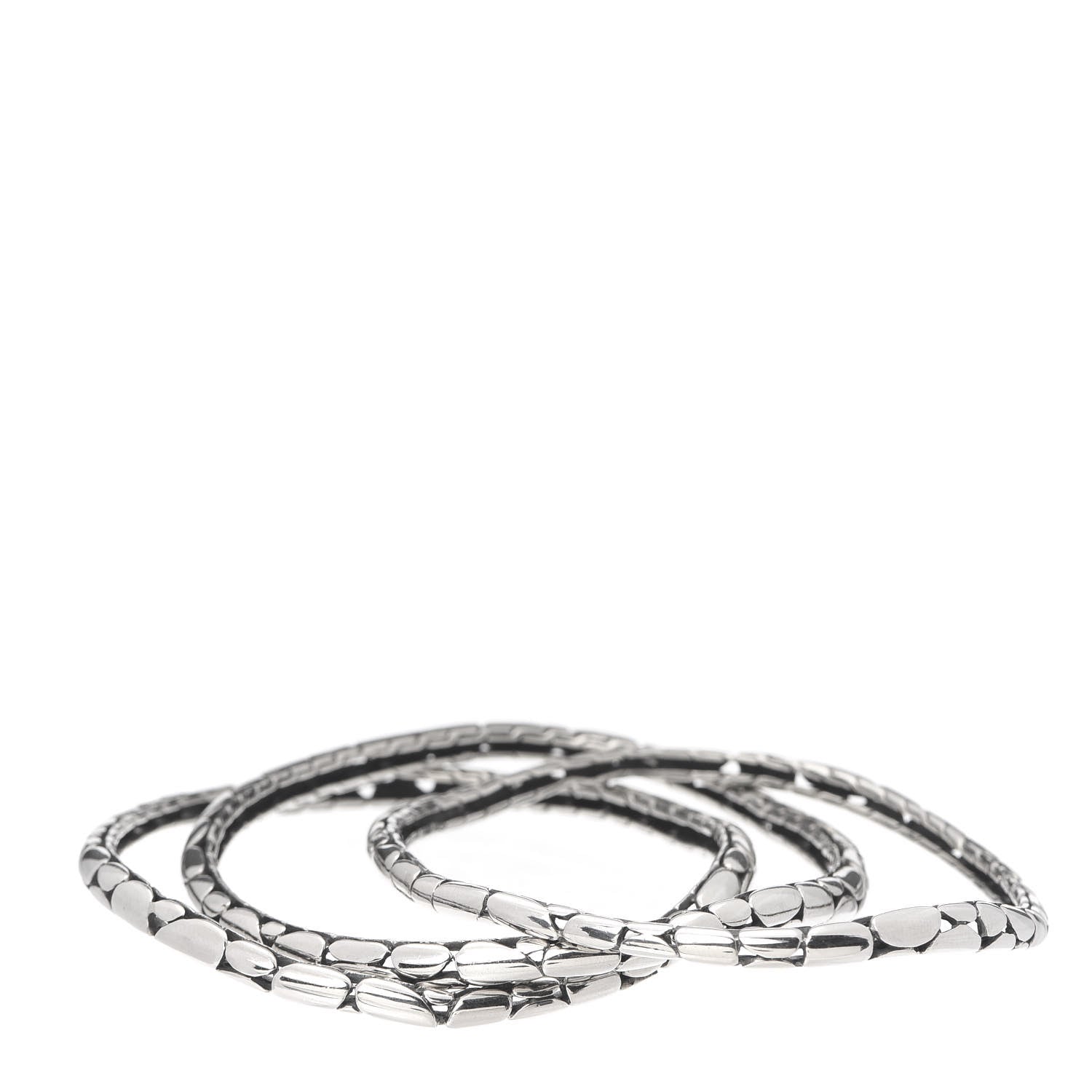 John Hardy Sterling Silver Kali Slim Curved Bangle Bracelet Set of 3 1 of 5