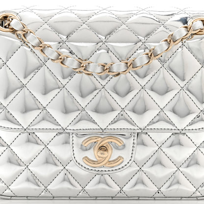 Chanel Mirror Calfskin Metallic Calfskin Medium Hollywood Boulevard Flap With Star Coin Purse Silvery 9 of 12